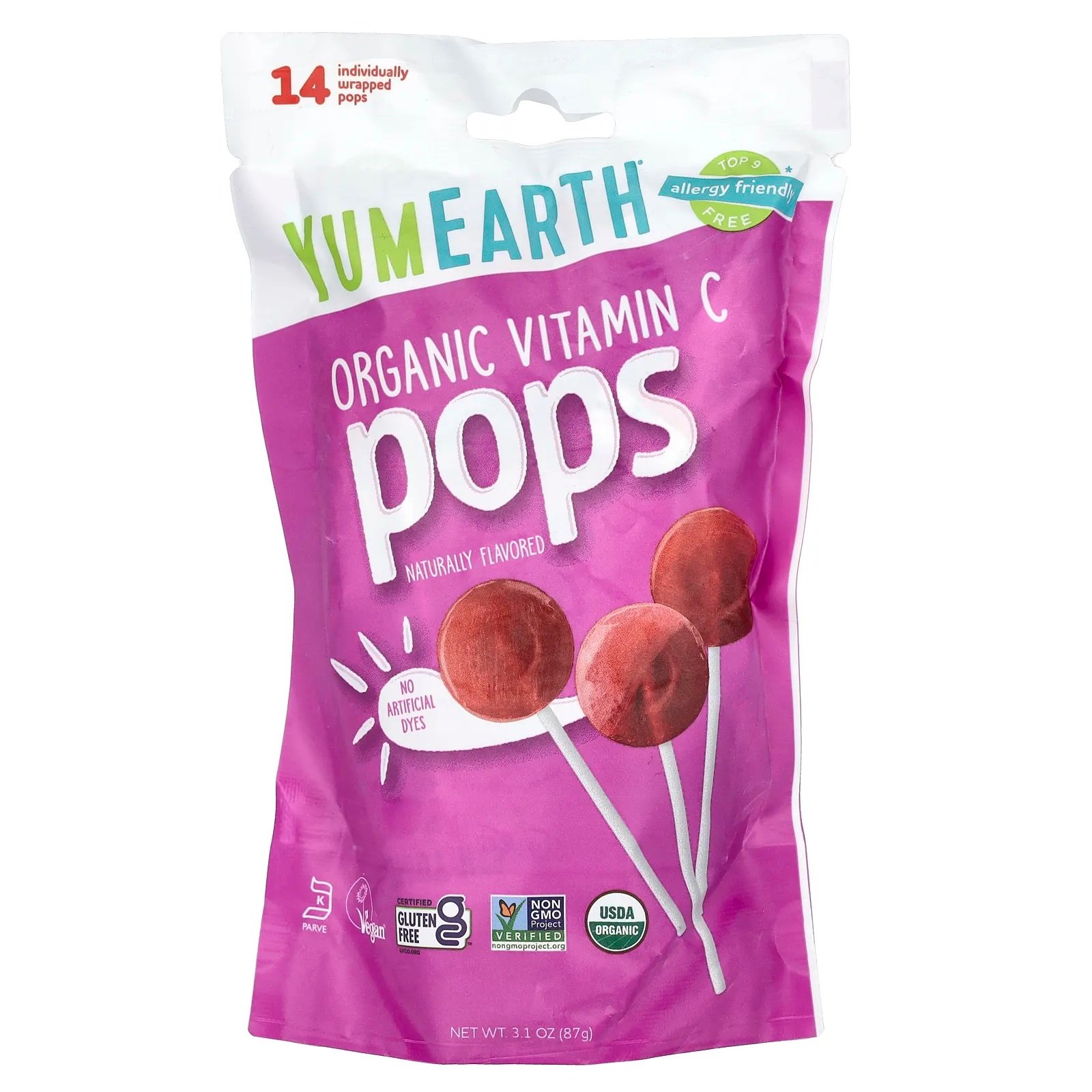 img_9251 YUM EARTH -14pcs مصاصات عضوية يم ايرث بنكهة الفراوله - الصورة 1
