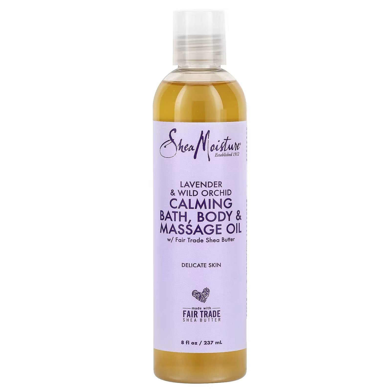 af601821-8d4a-4f20-a2d2-04dccf71d75b SHEA MOISTURE- زيت شيا مويستشر للجسم مساج والتدليك، برائحة اللافندر والأوركيد البري، ٨ أونصة سائلة (٢٣٧ مل) - الصورة 1