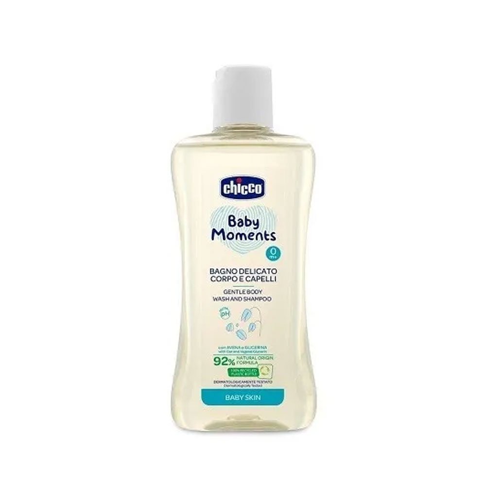 img_7649-2 CHICCO- غسول الجسم والشامبو اللطيف للأطفال من شيكو بيبي مومنتس – 200 مل – لبشرة وشعر نظيفين ومغذيين - الصورة 1