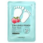 TONYMOLY- قناع القدمين من توني مولي، بنكهة الخوخ الجميل، زوج واحد، 0.56 أونصة (16 غرام)