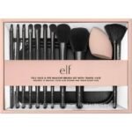 ELF- مجموعة فرش مكياج الوجه والعين الكاملة من إي.إل.إف. مع حقيبة سفر، 11 فرشاة للوجه والعين لإنشاء مظهر مكياج كامل للوجه،