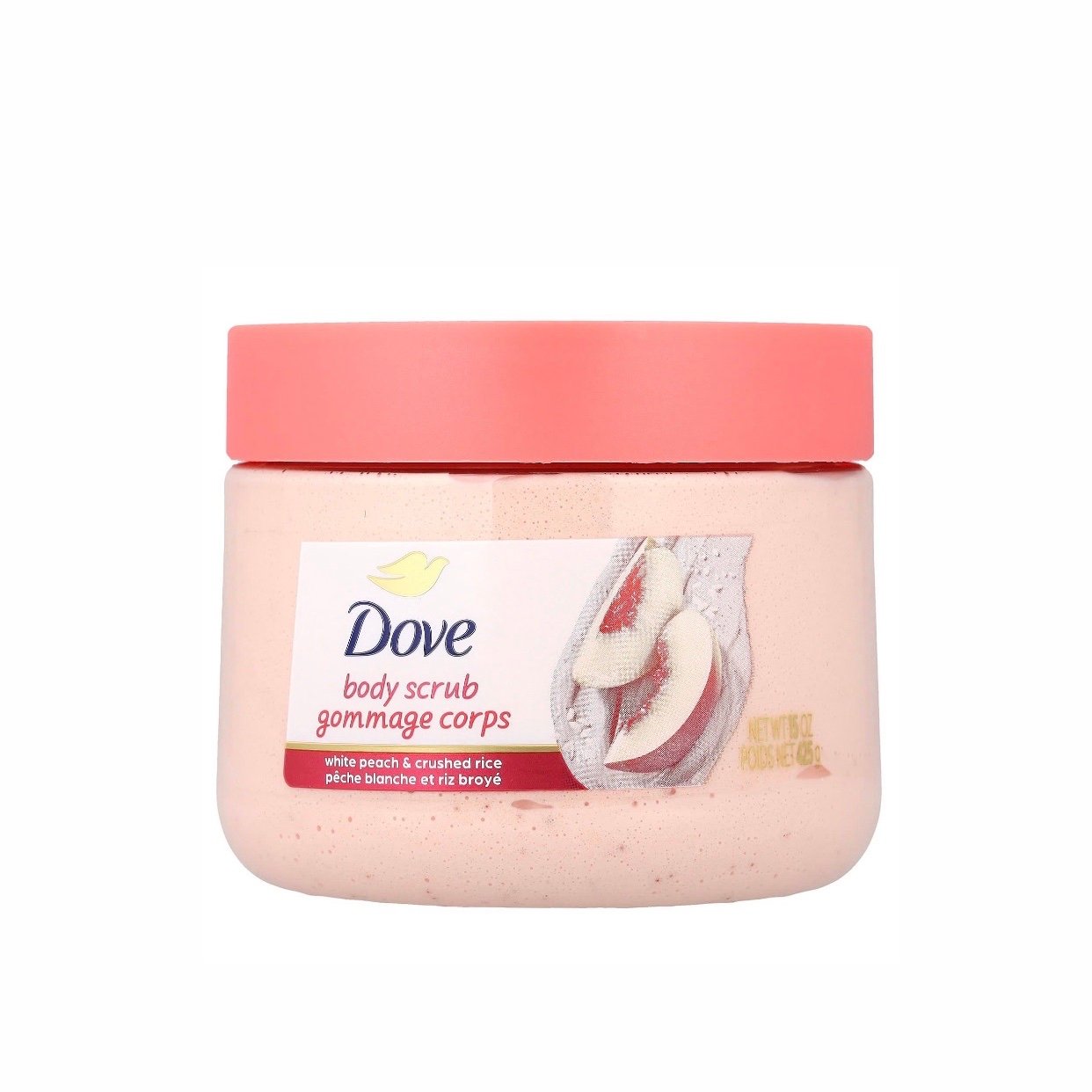 ef8601d8-2e3f-403b-9296-5090724679a9 DOVE-مقشر الجسم ، الخوخ الأبيض والأرز المسحوق ، 15 أونصة (425 جم) - الصورة 1