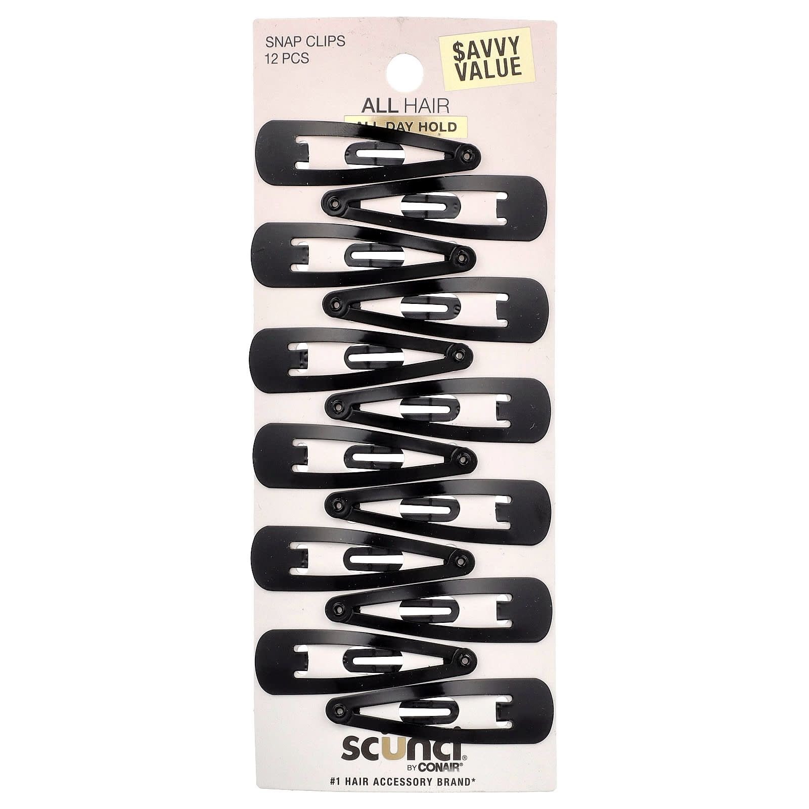 986baa4f-9fe2-494b-b2b5-005f4e3934b0 SCUNCI-مشابك شعر سناب، أسود، 12 قطعة - الصورة 1