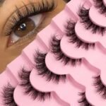 LASHES-BO8 7 أزواج من الرموش الصناعية الكثيفة والناعمة والطبيعية والمتشابكة والمطولة المصنوعة من شعر المنك الصناعي