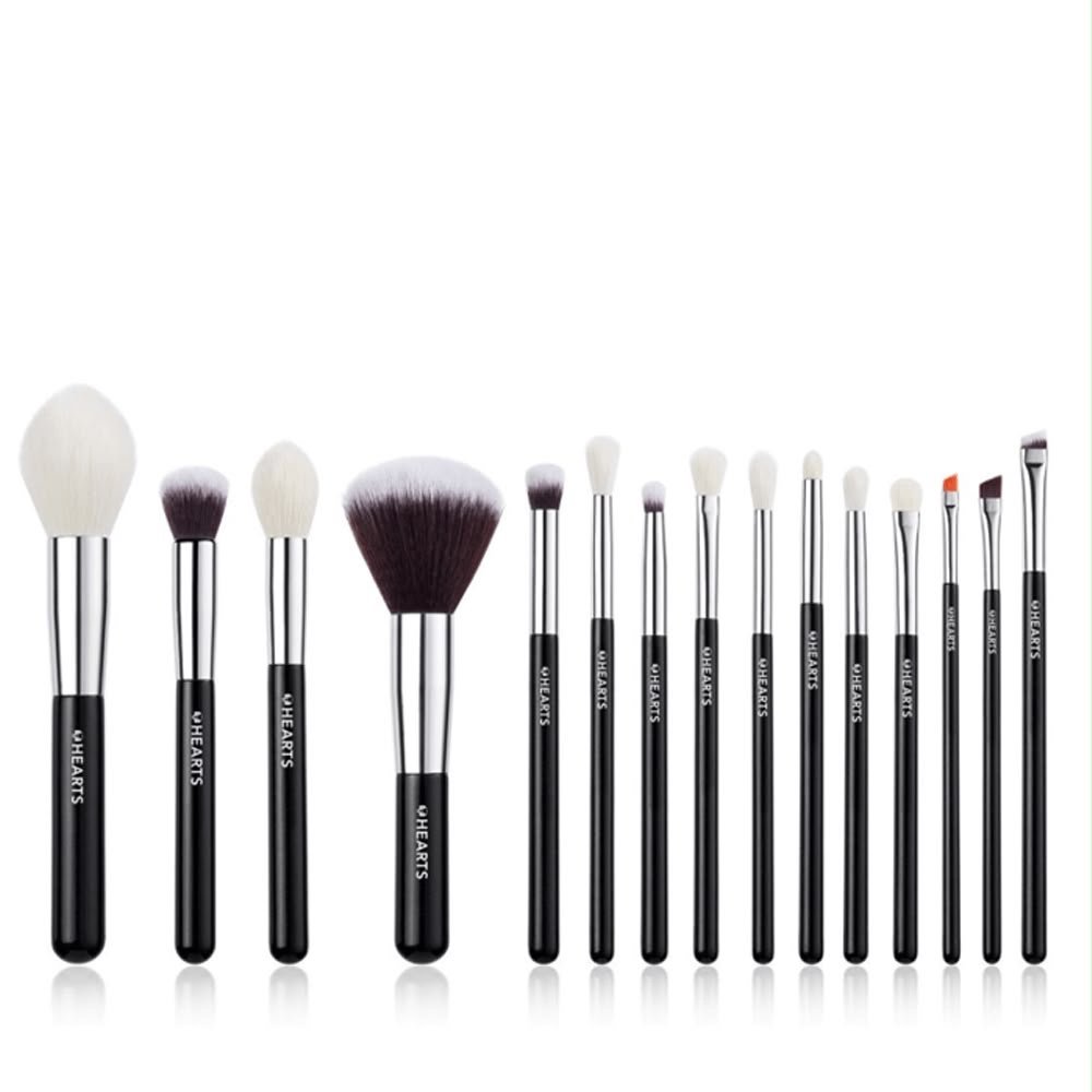 6b6a342a-d212-45a4-9f9c-3226375d6620 HEARTS-مجموعة فرش مكياج احترافية للوجه والعينين - 15 قطعة - الصورة 1