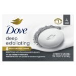 DOVE- 106g صابون دوف بيوتي بار لبشرة أكثر نعومة ونضارة، مقشر عميق بمسحوق الفحم والجلسرين، يزيل الشوائب