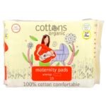 COTONS- فوط صحية قطنية 100% مريحة للحوامل، مزودة بأجنحة، ثقيلة، بدون رائحة، 10 فوط