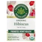 TRADITIONAL MEDICINALS- تقليدي ميديسينالز شاي الكركديه العضوي الخالي من الكافيين 16 كيس شاي مغلف 0.99 أونصة 28 غرام